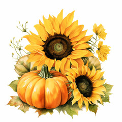 pumpkin and autumn leaves