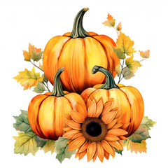 pumpkins and autumn leaves