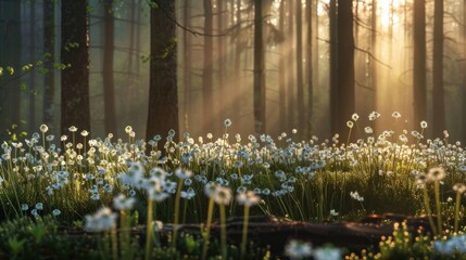 Leucojum vernum (spring snowflake) in spring forest, Czech republic, Europe - obrazy, fototapety, plakaty