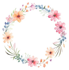 Fototapeta na wymiar PNG Little flower circle border pattern wreath white background
