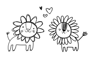 Cute lions smiling love savannah nursery toddler kid childish print apparel.