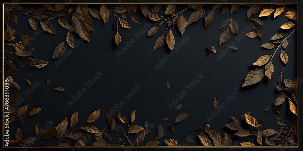 Poster gold frame against a black background with ample space for text.