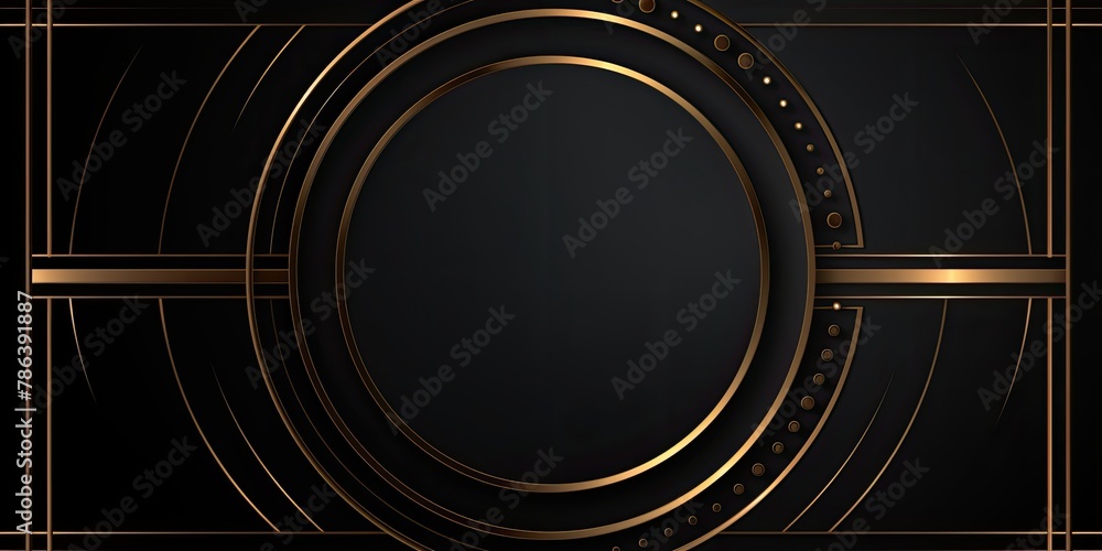 Poster golden stage circle glowing with sparkling lights, creating a captivating effect on a black backdrop