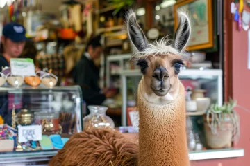 Wandaufkleber lama in the market in Peru © agrus_aiart