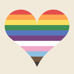 Heart, Pride Month June, vector illustration in rainbow colors for LGBTQ community celebrations, diversity, equality, gay, lesbian, transgender, queer, bisexual, transsexual, intersexual, poster