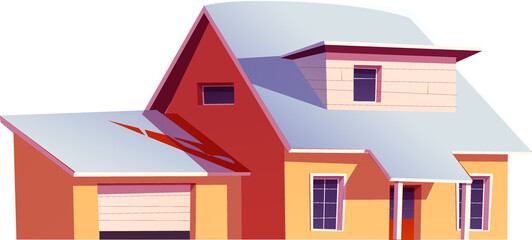 House with Garage and Snowy Roof