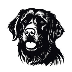 Golden retriever face silhouette, solid black, illustrator, no color, white background сreated with Generative Ai