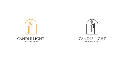Simple candle light illustration logo design with unique concept| premium vector