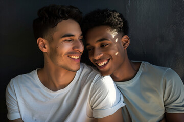 Fototapeta premium Portrait Photo of a Gay Couple, Generative AI