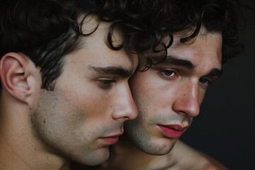 Obraz premium Portrait Photo of a Gay Couple, Generative AI