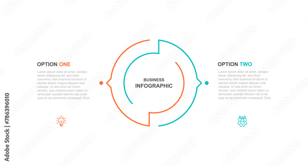 Poster Circle line vector design for infographic template with 2 step concept 
