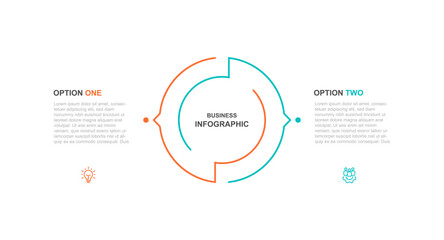 Circle line vector design for infographic template with 2 step concept 