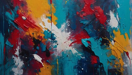 Vibrant Abstract acrylic painting on canvas image. - obrazy, fototapety, plakaty