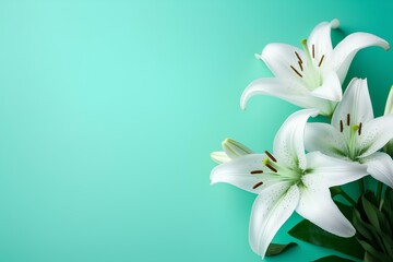 white lilies on blue background made by midjourney
