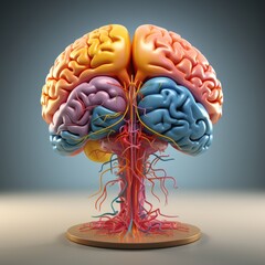 A 3D model of the human corpus callosum, highlighting its function in connecting brain hemispheres, for neurological studies - obrazy, fototapety, plakaty