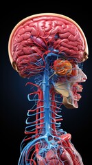 Detailed 3D rendering of the human pituitary gland, emphasizing its role in hormone regulation, for neurological and endocrine studies - obrazy, fototapety, plakaty
