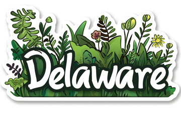 Sticker of Delaware Surrounded by Plants