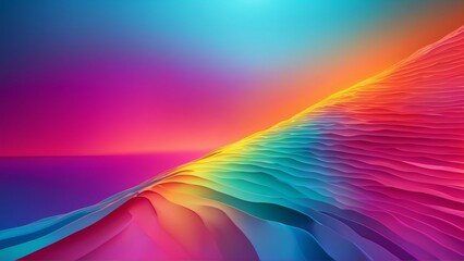 Abstract pastel rainbow gradient background divided into simple gradient and cut paper layers texture sections