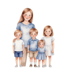 watercolor full family with flowers on Isolated transparent background png. generated with AI