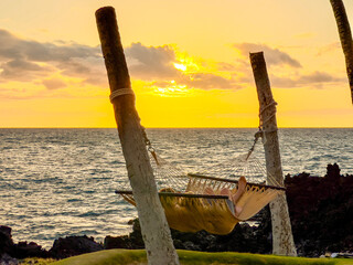 Enjoying. the Big Island Hawaii sunset from a hammock