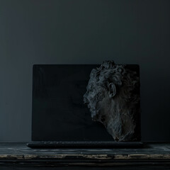 Immerse in modern classicism with an abstract black laptop in high resolution. AI generative artistry at work.