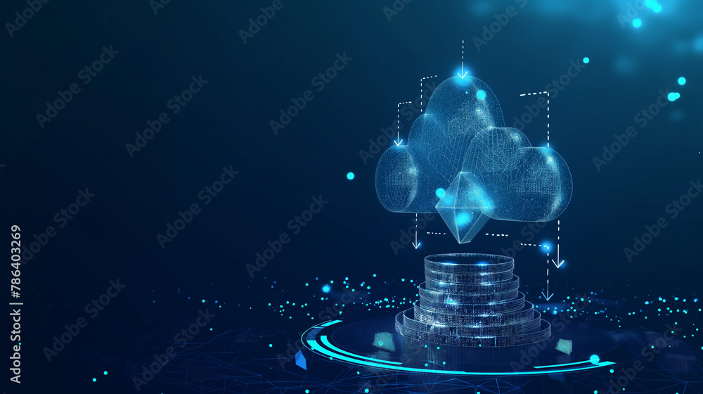 Poster technology background, digital world, globalization, high tech and synchronization, cloud technology
