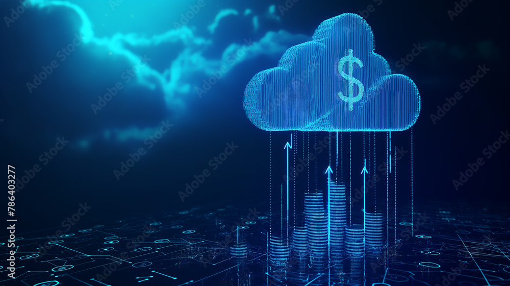 Poster technology background, digital world, globalization, high tech and synchronization, cloud technology