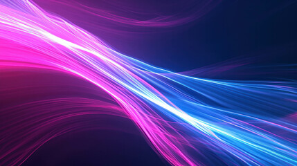 Vibrant blue, pink, and purple curves create a mesmerizing light effect, abstract and dynamic. AI generative illustration with neon glow.
