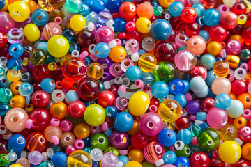 Fototapeta na wymiar colorful beads texture background. top view