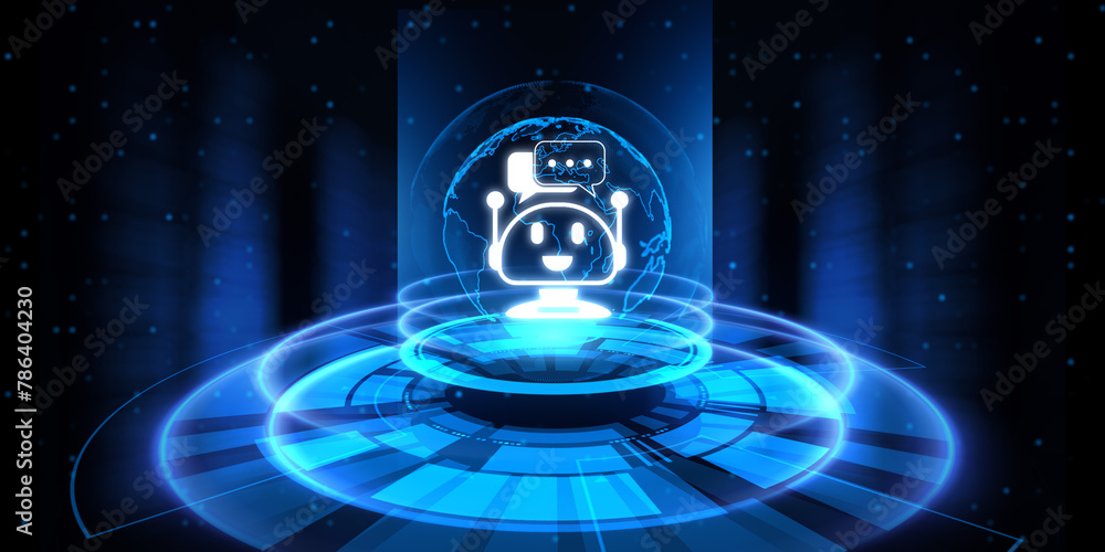 Poster chatbot support automation rpa ai innovation technology concept.