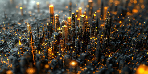 Experience the mesmerizing blend of light and shadow in a microworld of electronic components. AI generative OC rendering creates stunning textures.