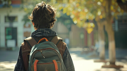 A school bag slung over a student's shoulder, walking towards the school gates with determination.