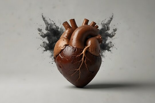 Human heart with cigarette and smoke generative AI