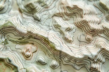 topographic contour line texture representing terrain map with hiking trails - obrazy, fototapety, plakaty