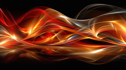 abstract background with fiery waves in the dark