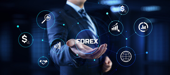 Forex currencies exchange stock market trading investment concept on screen. - obrazy, fototapety, plakaty