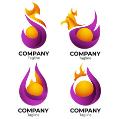 Vector Bundle Gradient Modern Logo Fire and Pearl