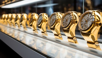 Luxury watch boutique showcasing exquisite timepieces. - obrazy, fototapety, plakaty