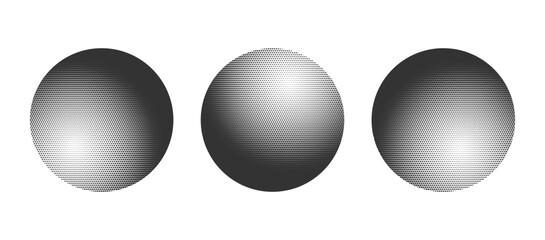 vector dotwork 3D Spheres. halftone background