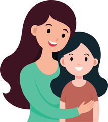 Mother and daughter vector illustration. Happy family concept. Mother and daughter hugging