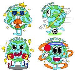 Vector Earth Day Flat Design Trendy Cartoon