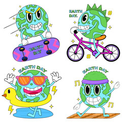 Vector Earth Day Flat Design Trendy Cartoon