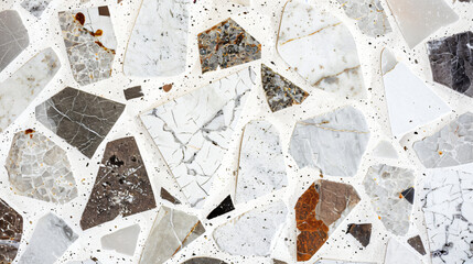 Natural background of white marble terrazzo pattern. 