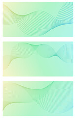 Set of abstract backgrounds with waves for banner. Medium banner size. Vector background with lines. Element for design. Brochure, booklet. Colorful gradient