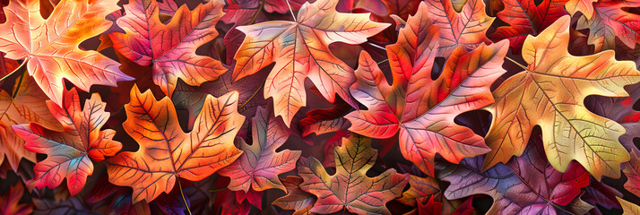 Vibrant Autumn Leaves on Wet Ground, Ideal for Seasonal Backgrounds and Highlighting the Rich Colors of Fall - obrazy, fototapety, plakaty