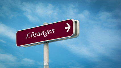Fototapeta premium Signposts the direct way to Solutions