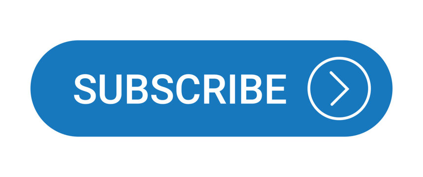 blue subscribe button with an icon isolated on a white background