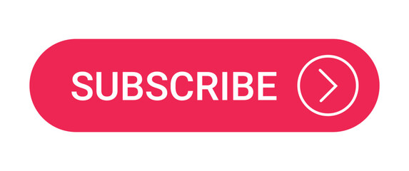 red subscribe button with an icon isolated on a white background