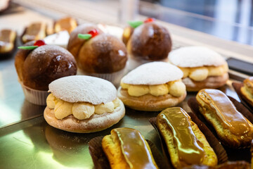 Pastries in a French bakery