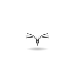 Fountain pen writing logo icon with shadow